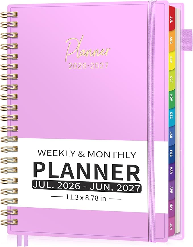 EMSHOI 2026-2027 Appointment Book, A4 15-Minute Hourly Planner, July 2026 - June 2027, Academic Planner Weekly and Monthly, 100GSM Thick Paper, Flexible Cover, Note Pages, Colorful Tabs, Purple