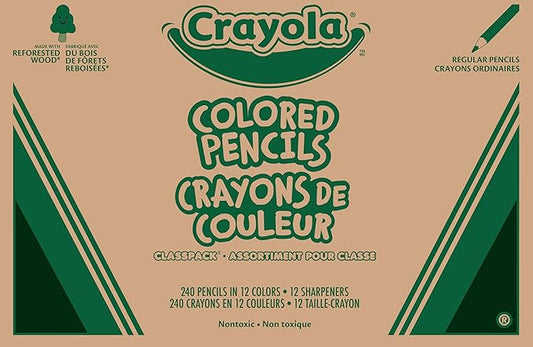 Crayola Colored Pencils Classpack (240ct), Teacher Must Haves, Classroom Essentials, Bulk Colored Pencils for Kids, 12 Colors, Back to for School Coloring Supplies