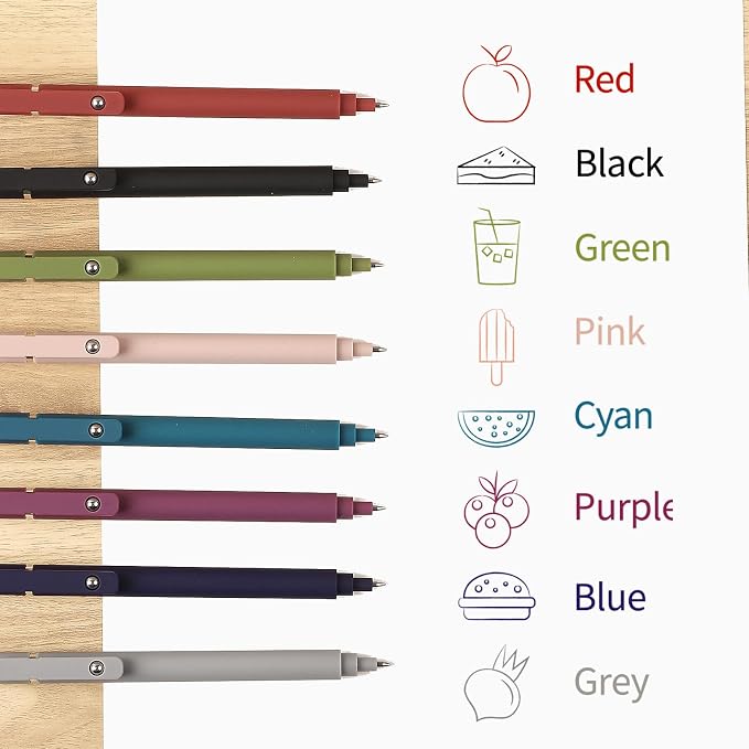 Thboxes 8Pcs Gel Pens for Journaling, 0.5mm Fine Tip Retractable Colored Nurse Pens - Smooth Writing for Note Taking, Office & School Supplies, Journaling Supplies for Women Teacher Nurse gifts