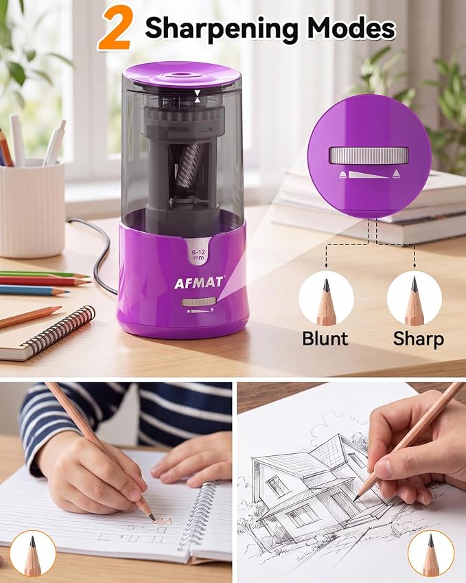 AFMAT Electric Pencil Sharpener, Plug-in Pencil Sharpener for 6-12mm Pencil