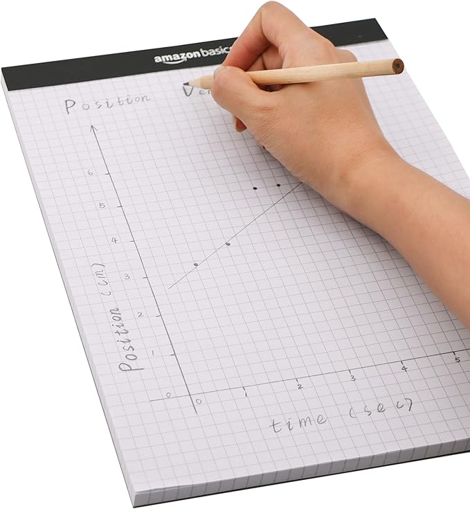 Amazon Basics Quad-Ruled Graph Paper Pad with Sturdy Back, Perforated, 8.5" x 11.75", White, 100 Sheets/Pad, 2-Pack