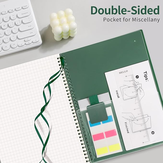 AHGXG Graph Paper Notebook - Spiral Notebook 8.5" x 11", A4 Large Graph Notebook, 100 gsm Thick Grid Paper, Waterproof Plastic Cover Journals for School Writing Engineering Math, Green