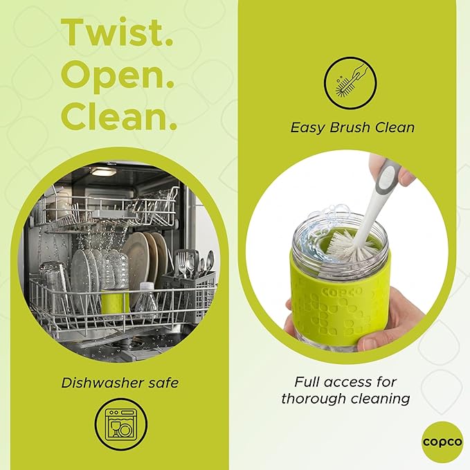 Copco Hydra 16.9 oz Water Bottle, Set of 2 – Leak Proof, BPA Free Tritan, Dishwasher Safe, Twist-Open Body, Non-Slip Silicone Grip, Perfect for Gym & Office & Outdoor Use (Lime Green)