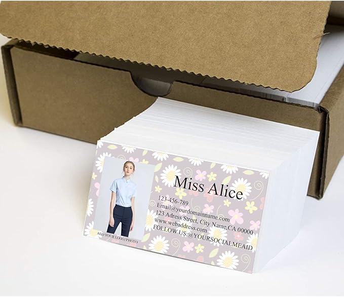 200/500Pcs Business Card Customization (Add Picture or Logo), Thick Coated Paper Business Card Double-sided Printing-2"x3.5" Inches (Color-O)