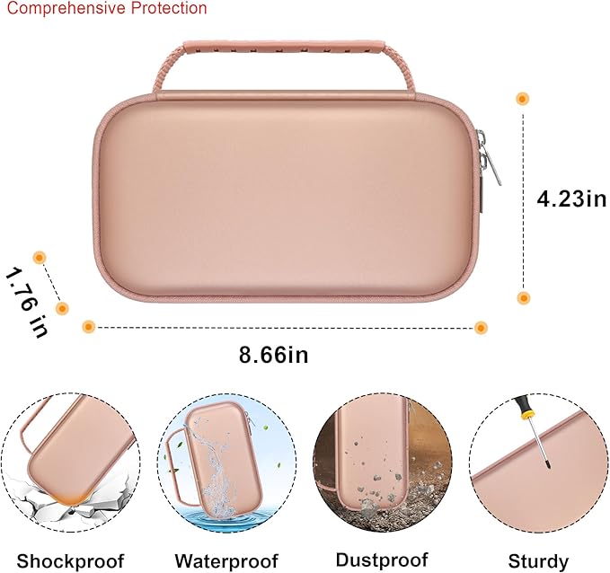 Elonbo Carrying Case for Texas Instruments TI-84 Evo/TI-84 Plus CE Evo Graphing Calculator, Extra Mesh Pocket Fits Charging Cable Charger Manual, Rose Gold