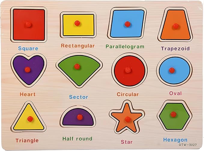 Montessori Wooden Shape Puzzle for Toddlers 3+ Years Old, Educational Toy for Preschool Boys & Girls, Enhances Cognitive Skills, Shape Recognition & Fine Motor Development
