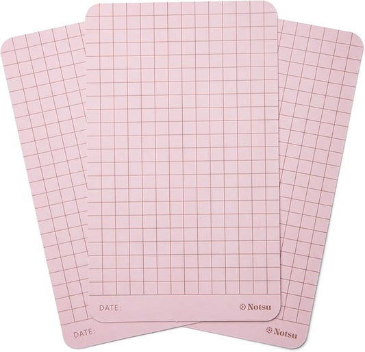 Notsu Graph Grid Colored Note Cards 3x5 inch, 40 ct | Graphing Vertical Color Index Cards with Rounded Corners, Premium Thick Paper 350 gsm (Rose)