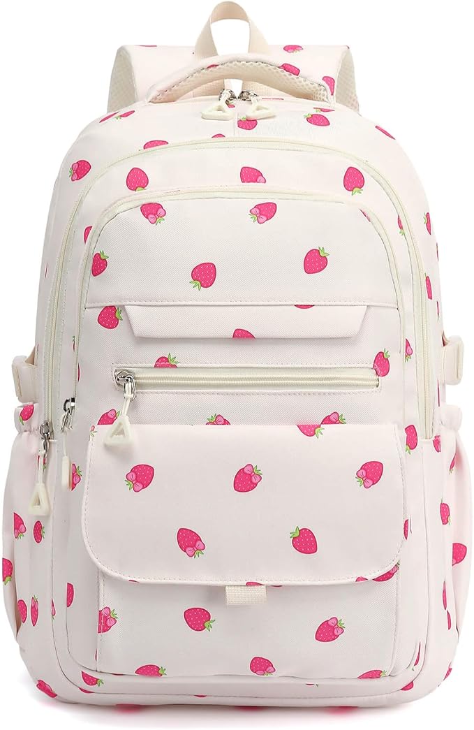 Phaoullzon Girls School Strawberry Backpack for Kids Kawaii Bookbag College Daypack,Strawberry