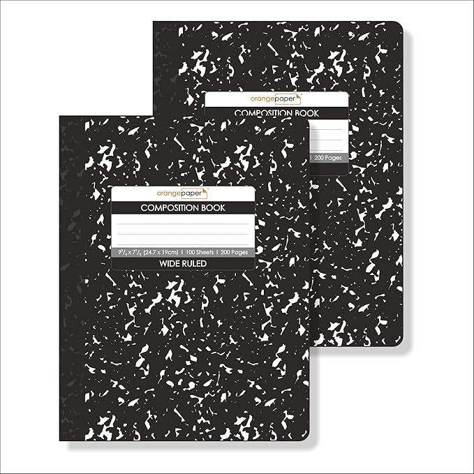 Composition Book – 100 Sheets, Wide Ruled, 9.75 x 7.5 inch – Durable Flex Cover – School & Office Use – Pack of 2