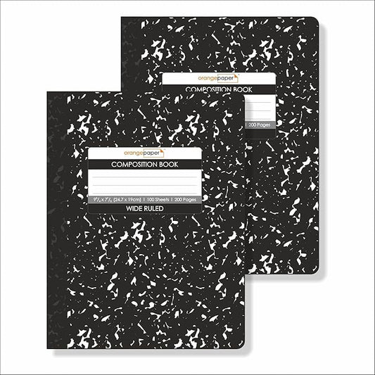 Composition Book – 100 Sheets, Wide Ruled, 9.75 x 7.5 inch – Durable Flex Cover – School & Office Use – Pack of 2