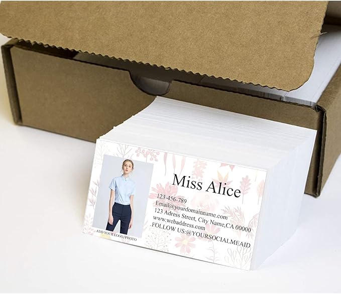 200/500Pcs Business Card Customization (Add Picture or Logo), Thick Coated Paper Business Card Double-sided Printing-2"x3.5" Inches (Color-L)