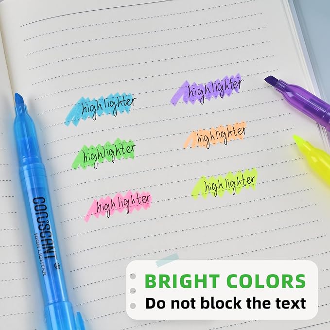 coruscant Highlighter - 72 pack color highlighter, color transparent visible fluorescent pen shell, wide chisel point mark, fluorescent pen, school, office