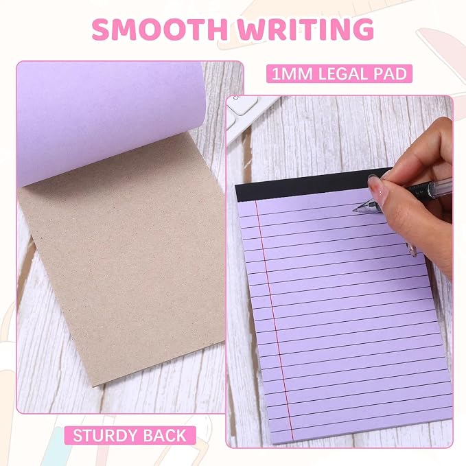 24 Pack Small Legal Pads 4x6, 12 Colors College Ruled 30 Sheets Each 80 Gsm