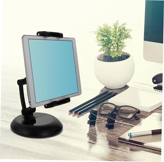 ARTIBETTER Desktop Phone Holder Stand for Tablets and Phones Stable Multi Angle Support Rack for Video Chat Study and Indoor Viewing Portable Black Bracket for Flat Surfaces