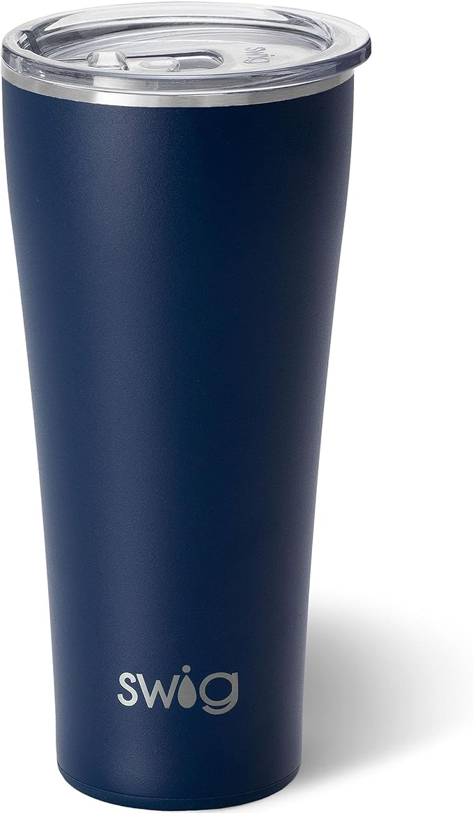 Swig Life 32oz Insulated Tumbler, Travel Coffee Tumbler with Lid, Cup Holder Friendly Travel Coffee Mug, Stainless Steel with Lid (Navy)