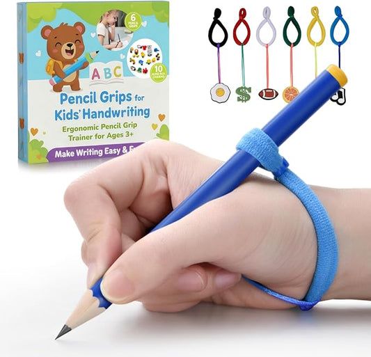 Pencil Grips for Kids Handwriting – 6PCS Ergonomic Pencil Grip Trainer for Toddlers 3-5 – Preschool Writing Aid for Left & Right Hand – Tripod Grip Corrector for Early Learning Tools