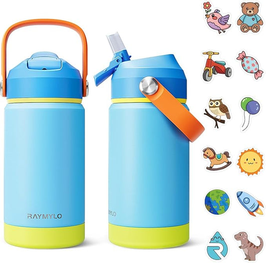 Toddler Water Bottle Stainless Steel Insulated, 12 oz Kids Water Bottle for School Boys Girls, Toddler cups with Straw (Cold for 24 Hrs, Hot for 12 Hrs), Dishwasher Safe & BPA Free & Leakproof