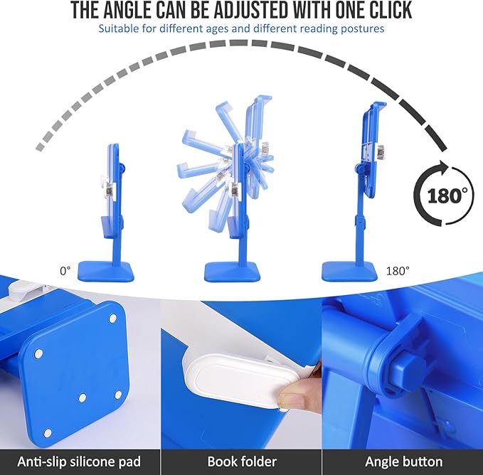Tablet Stand Holder,Adjustable Foldable Lightweight iPad Laptop Stand for Desk,Monitor Holder Multi-Functional Rest Tray Recipes Textbook Cookbook Magazine Laptop Tablet DW (Blue)
