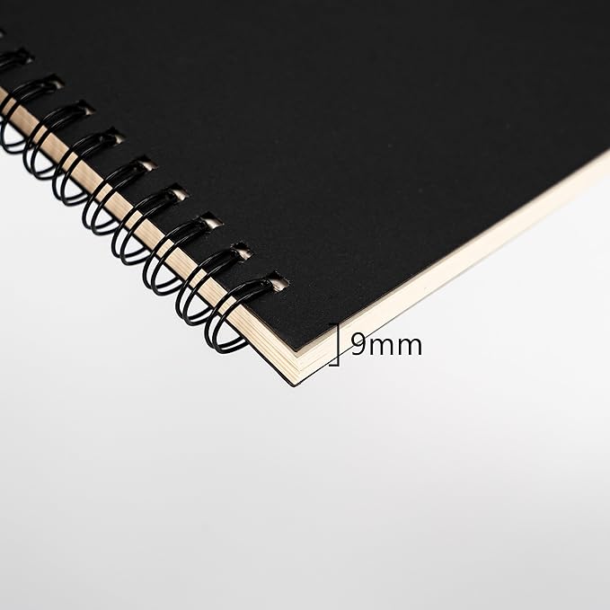 DSTELIN 10 inch x 7.5 inch, 100GSM, Blank Spiral Notebook, 2-Pack, Soft Cover, Sketch book, 120 Pages / 60 Sheets, (Black)