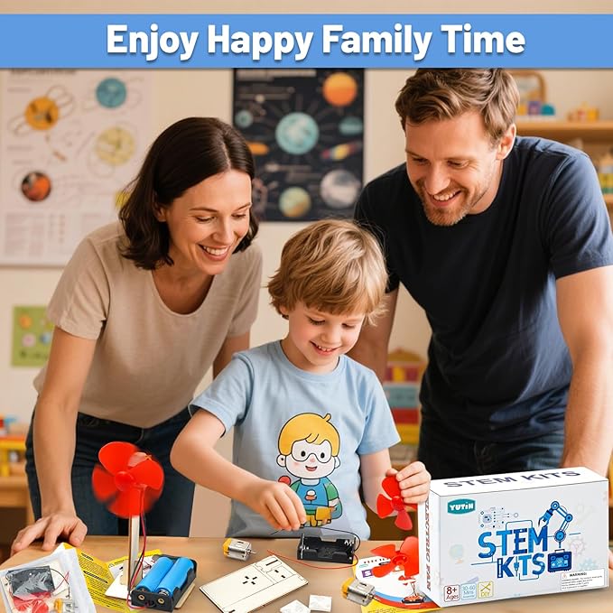 6 STEM Science Kits for Kids Age 8-12, STEM Building Toys for 8-10 Year Girls Boys Wood Crafts, Electric Fan Experiments Activities Circuit Projects, Bulk Summer Gifts for Kids Classroom Party Favors