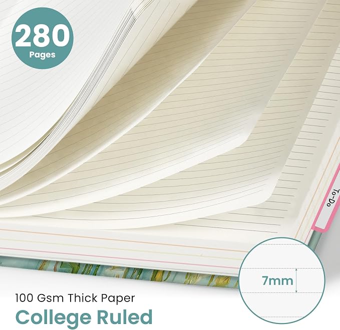 Taja Spiral Notebooks for Work 5 Subject Notebook with Removable Dividers
