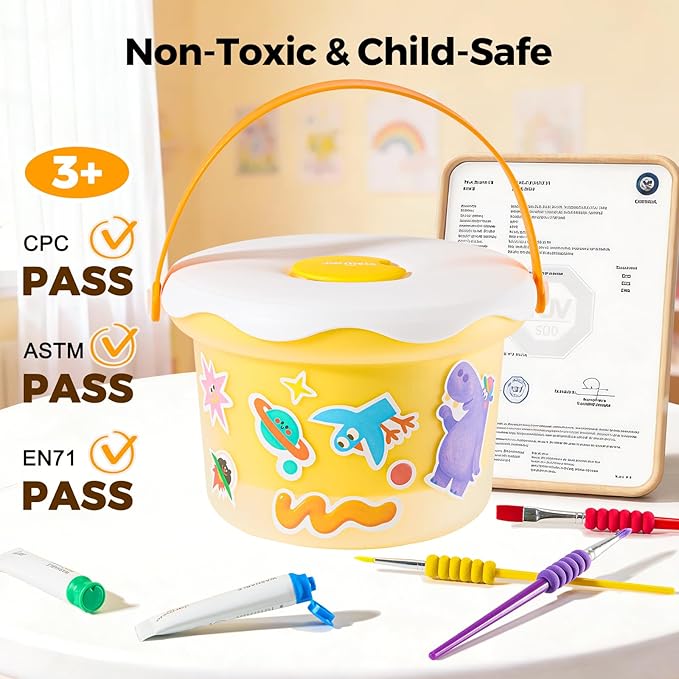 Jar Melo Kids Tempera Painting Set, Washable Paint Set for Kids Ages 4-8, Safe and Non-Toxic Mess Free Coloring, Tempera Paints for Drawing Art,Crafts, School Supplies