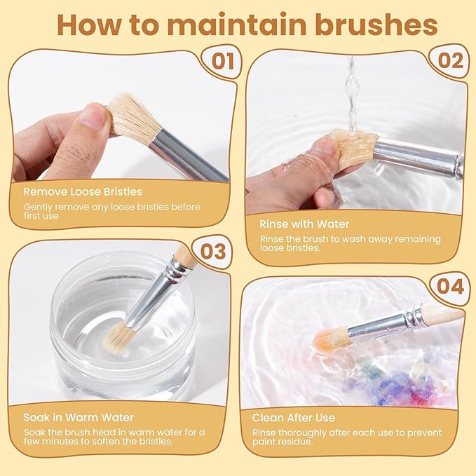 JUPITEARTH Jumbo Paint Brushes for Kids, Easy Grip Round and Flat Toddler Paint Brushes with Natural Wood Handles for Washable Paint and Acrylic Paint, 10 Pcs