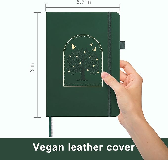 &And Per Se Lined Hardcover Notebook – A5 5.7"x8" College Ruled, 160 Pages, 100gsm Thick Paper – Aesthetic Journal for Women, Gift-Ready Planner, Everyday Writing Notebook (Dark Green)