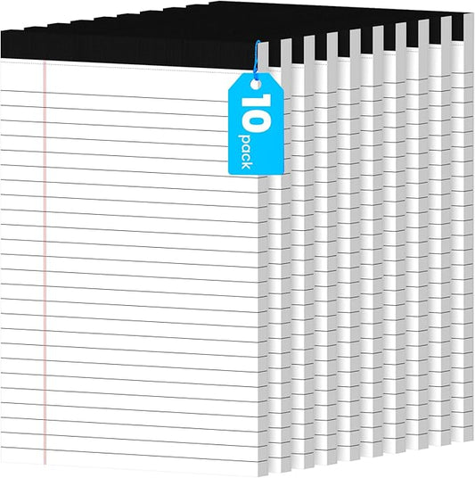 10 Pack Notepads 5x8, Small Legal Pads Narrow College Ruled, 30 Sheets/Pack, Perforated Notebook - White Note Pads for School, Memo, Note Taking, Teacher & Office Supplies, Writing Pads of Paper