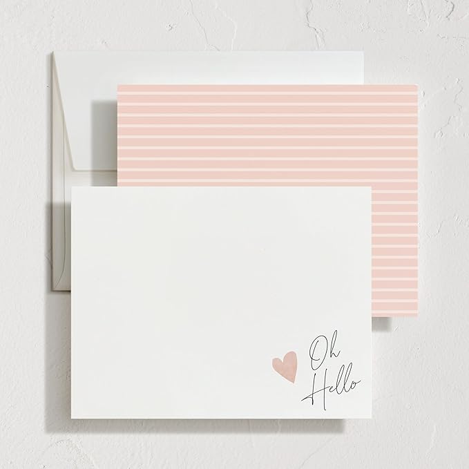 Minted Signed Heart Stationery Cards,10 Ct,Blank Cards and Envelopes For Thank You Notes, Invitations & Handwritten Messages, Note Cards Set, Gifts for Women, Blush Pink Color
