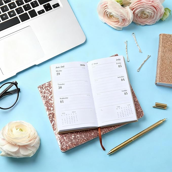 PATIKIL 2026 Daily Planner Notebook, A6 64 Sheets Undated to Do List Daily Weekly Monthly Goals Tracker Pocket Notebook for Office Home Study Work Time Management Fitness Habit, Purple