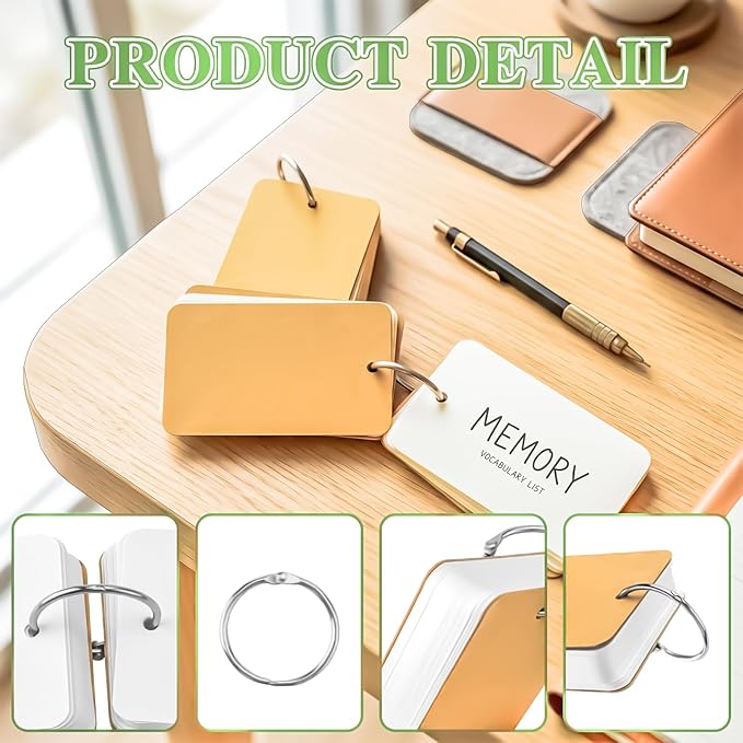 400 PCS Flash Cards 2 x 3 Inch Index Cards with Ring,Portable Blank Note Card Flashcards,Mini Blank Flash Cards White Note Pad 2 x 3 Index Study Notecards for School Office Supply