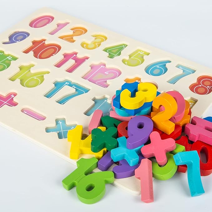 Attmu Wooden Puzzles for Toddlers, 2 Pcs Alphabet Puzzle ABC Shape Number Puzzle, Learning Toys for Kids, Preschool Educational Activities Toddler Gift Toys for Girls Boys Christmas Valentines Easter