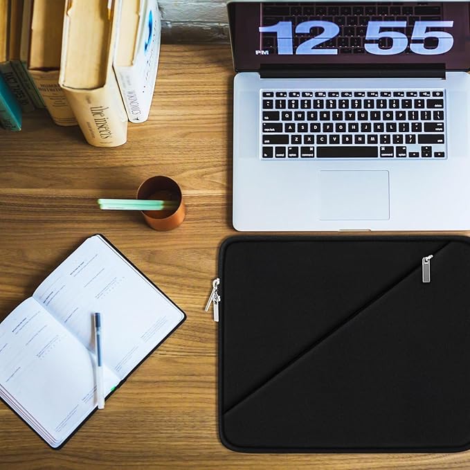 Laptop Sleeve 14 Inch, Shockproof Protective Computer Cover with Accessory Pocket, Traveling Carrying Bag Laptop Case Compatible for 14 Inch MacBook Air/Pro, HP, Dell, Asus, Acer, Lenovo, Black