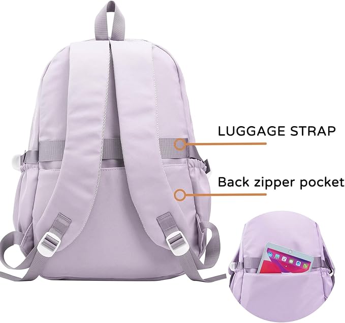 Phaoullzon Girls School Backpack for Boys, College Aesthetic Laptop Bookbag for Travel,Purple