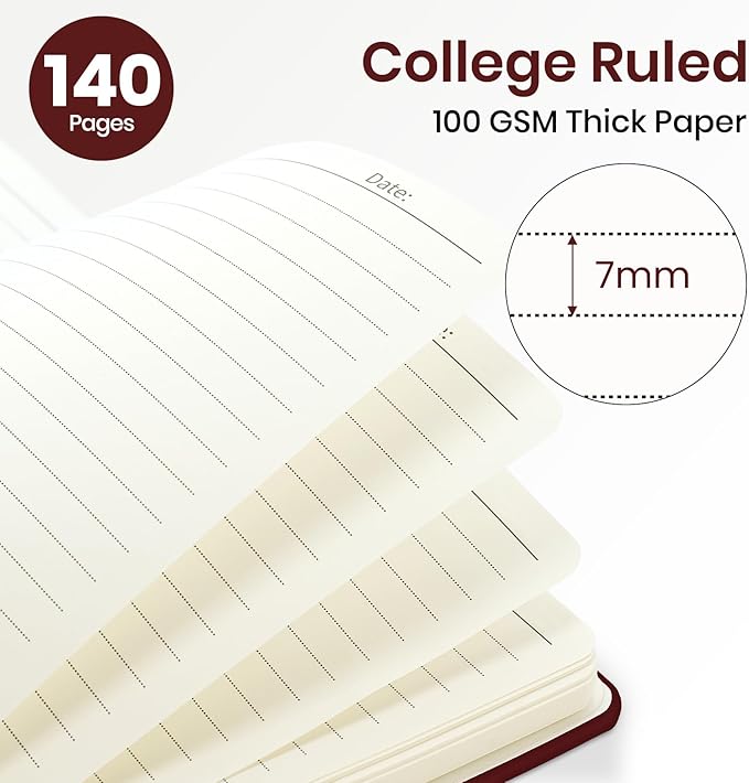 ZOTIA Lined Spiral Journal Notebook for Women, A5 College Ruled Journals for Writing, Hardcover Notebooks for Work, Note taking and Office School Supplies,140 Pages - Burgundy