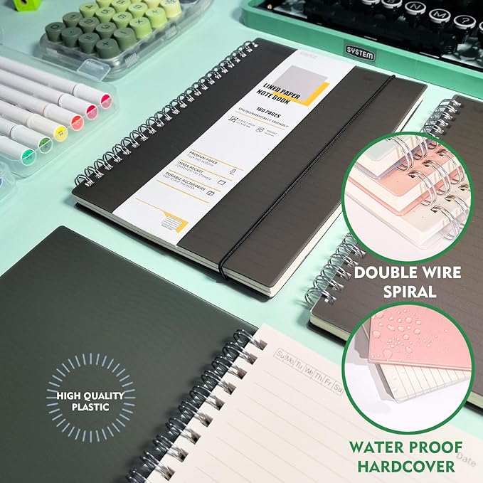 OWSC 1 Pack Ruled Notebook, 5.9 x 8.3 Inches Spiral Notebooks for Work, School and Journal with 110 GSM Journal Ruled Paper, Large Notebook with 80 Sheets/160 Pages, Hardcover Ruled Journal