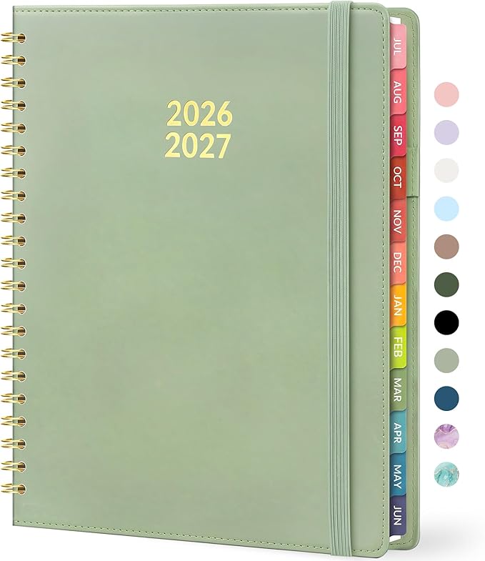 Forvencer Planner 2026-2027, Academic Planner Weekly & Monthly, Vegan Leather Cover Calendar Planner, July 2026 - June 2027, 8.5" x 11", Daily Agenda with Tabs, Student Teacher Planning Organizer
