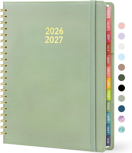 Forvencer Planner 2026-2027, Academic Planner Weekly & Monthly, Vegan Leather Cover Calendar Planner, July 2026 - June 2027, 8.5" x 11", Daily Agenda with Tabs, Student Teacher Planning Organizer