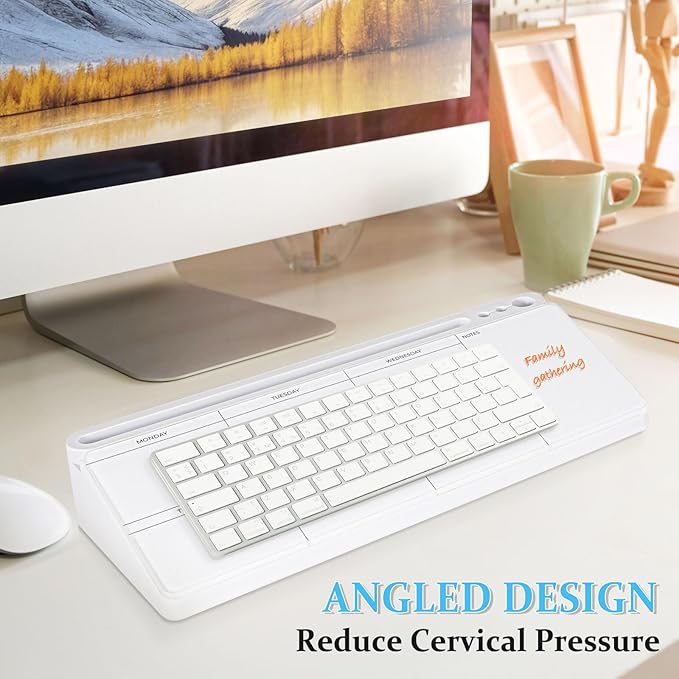 DOLLAR BOSS Glass Desk Whiteboard Calendar Small Dry Erase Board Desktop White Board with Storage Drawer Computer Keyboard Stand Desk Organizer, Weekly Calendar, White