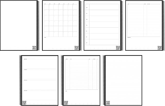 Rocketbook Fusion Smart Reusable Letter Size Notebook, 8-1/2" x 11", 7 Subjects, 21 Sheets, Black