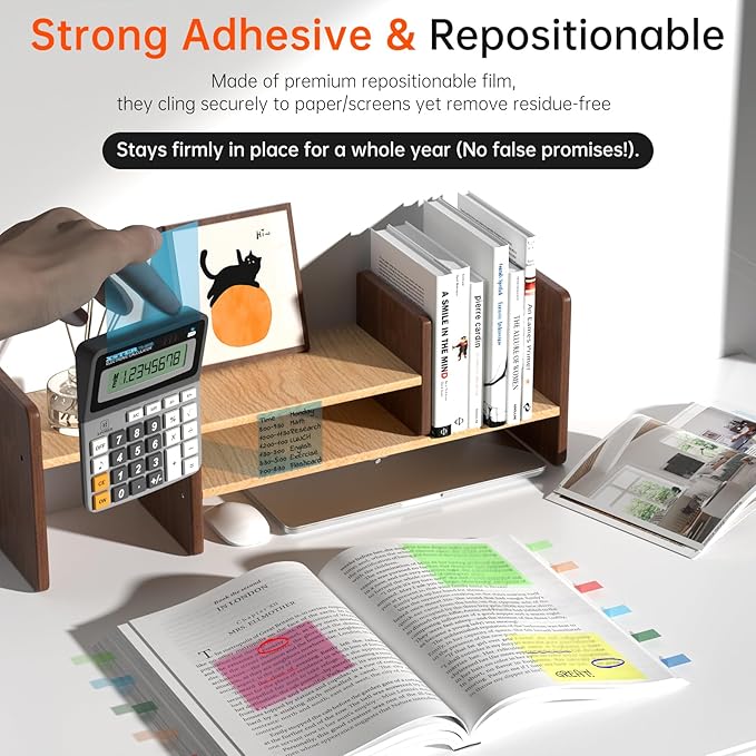 Transparent Sticky Notes with Sticky Tabs & Marker Pen, MEIGAONE 9 Pack Clear Sticky Note, Strong Adhesion, Waterproof Translucent Sticky Note for Study, Book,Office,School Supplies