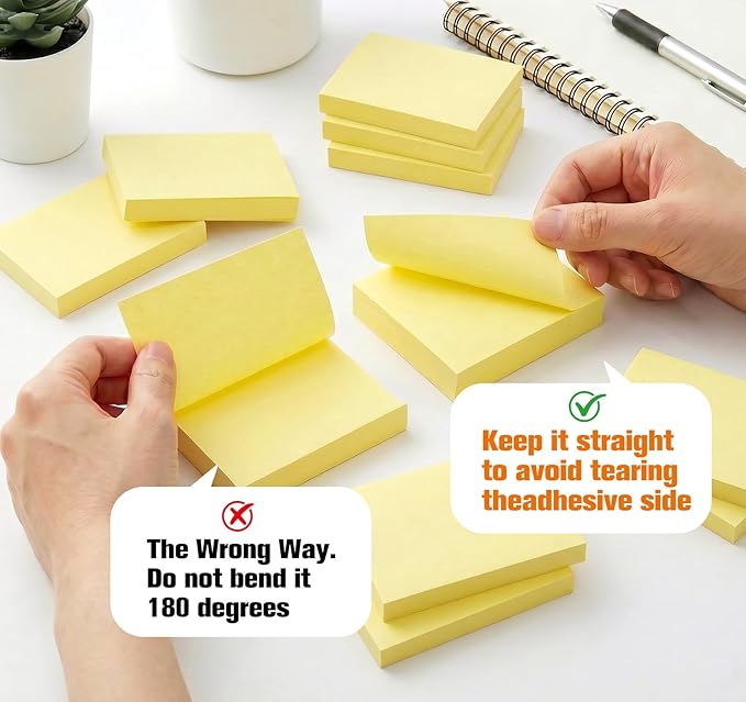 (24 Pack) Sticky Notes Yellow- 2 x 1.5 in, 2400 Sheets Small Notes Pads Self-Adhesive Notes, Self-Stick Pads for Office Supply, School, Family Organizer Pads,Corporate Bulk