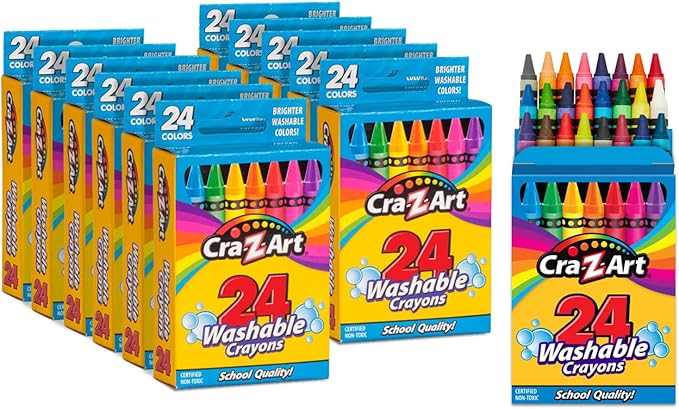 Cra-Z-Art Bulk Crayons, 12 Packs of 24 Count Washable Crayons, School Supplies, Classroom Supplies, Teacher Bulk Pack