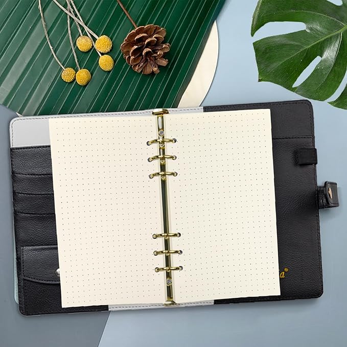 Spiral Notebook Refill,6 Ring Binder Refill,for Filofax/Personal Journal,Doted Paper 45sheets/90 pages, 100gsm quality,Harphia (A6 3.74 x 6.77'',Dotmattrix)