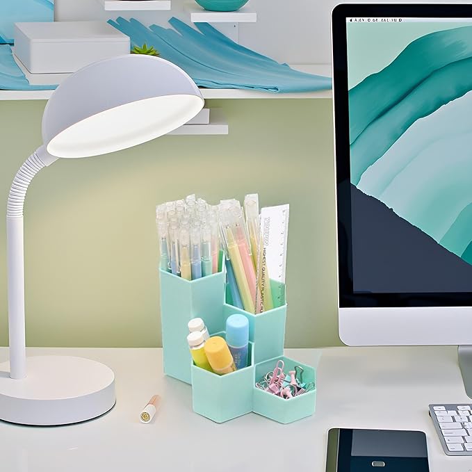 Pencil Organizer Pen Holder for Desk Pens Cup Small Desk Organizer Cute Pen Holder for Office,School and Home (Mint, L-Shape)
