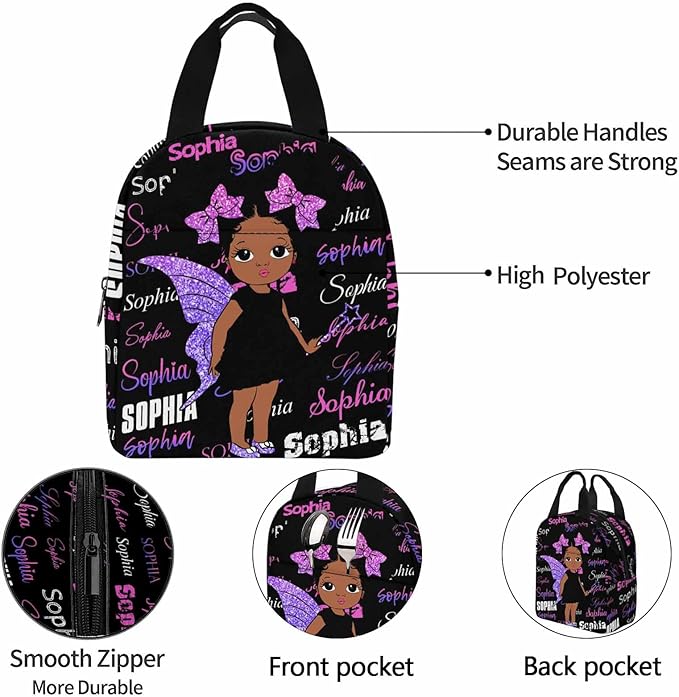 M YESCUSTOM Personalized School Backpack for Girls Kids Text Backpack with Lunch Box Lightweight Preschool Elementary Boys BookBags Set, Travel Daypack Shoulder Bag for Teenager