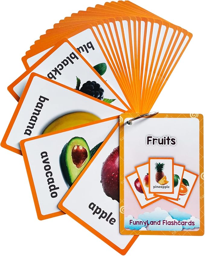 Lilias Fruits Flash Cards, Toddler Learning Toys, Preschool Learning Toys, Homeschool Supplies, Learning Supplies for Kindergarten, 4.3 X 3.14 Inch, 21 Cards in Set