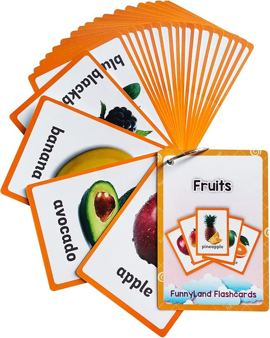 Lilias Fruits Flash Cards, Toddler Learning Toys, Preschool Learning Toys, Homeschool Supplies, Learning Supplies for Kindergarten, 4.3 X 3.14 Inch, 21 Cards in Set