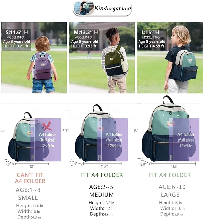 atgark Toddler Backpack for Boys 2-5: Preschool Kindergarten 13" Daycare Backpacks Fit A4 Folder